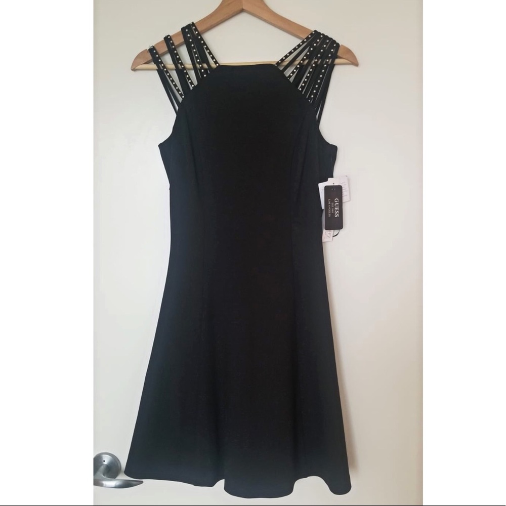 NEW Guess Strappy Black Zip up Mini Dress